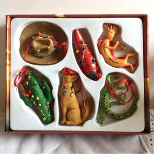 Vintage 90’s Southwest Holiday Christmas Ornaments Set of 6 (new in box) XMAS